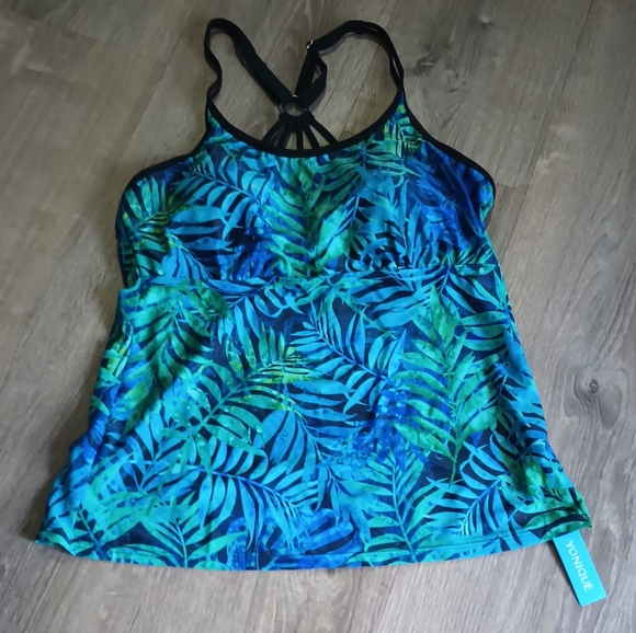Younique Other - Younique Blue and Green Tropical Print Swim Tankini Top